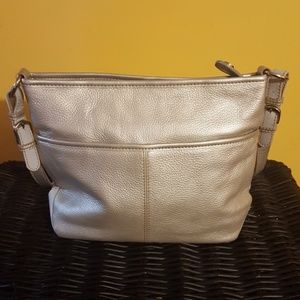 The Sak Silver Metallic leather shoulder bag